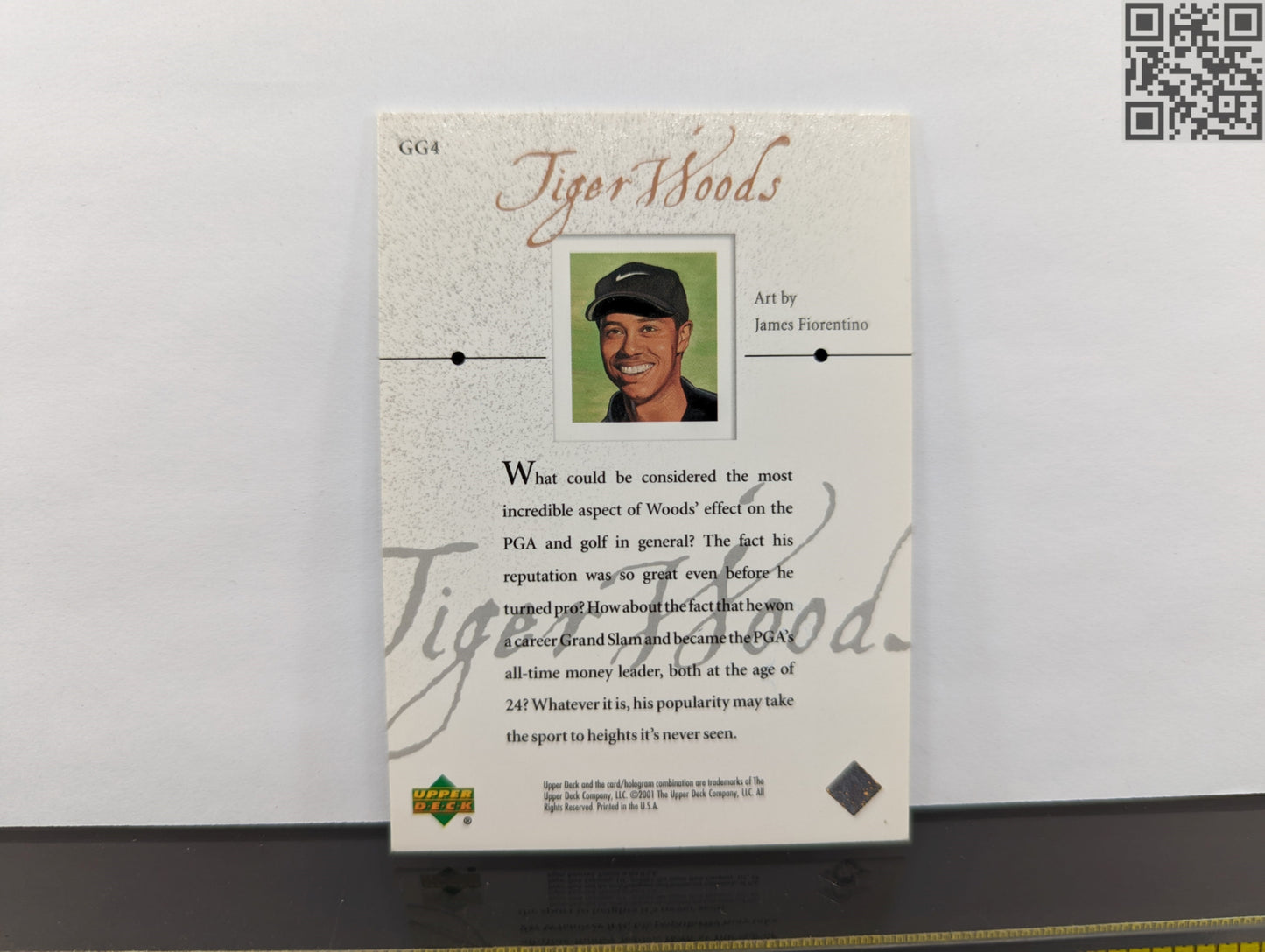 2001 Tiger Woods Upper Deck Rookie Golf Gallery Signed Trading Card GG4