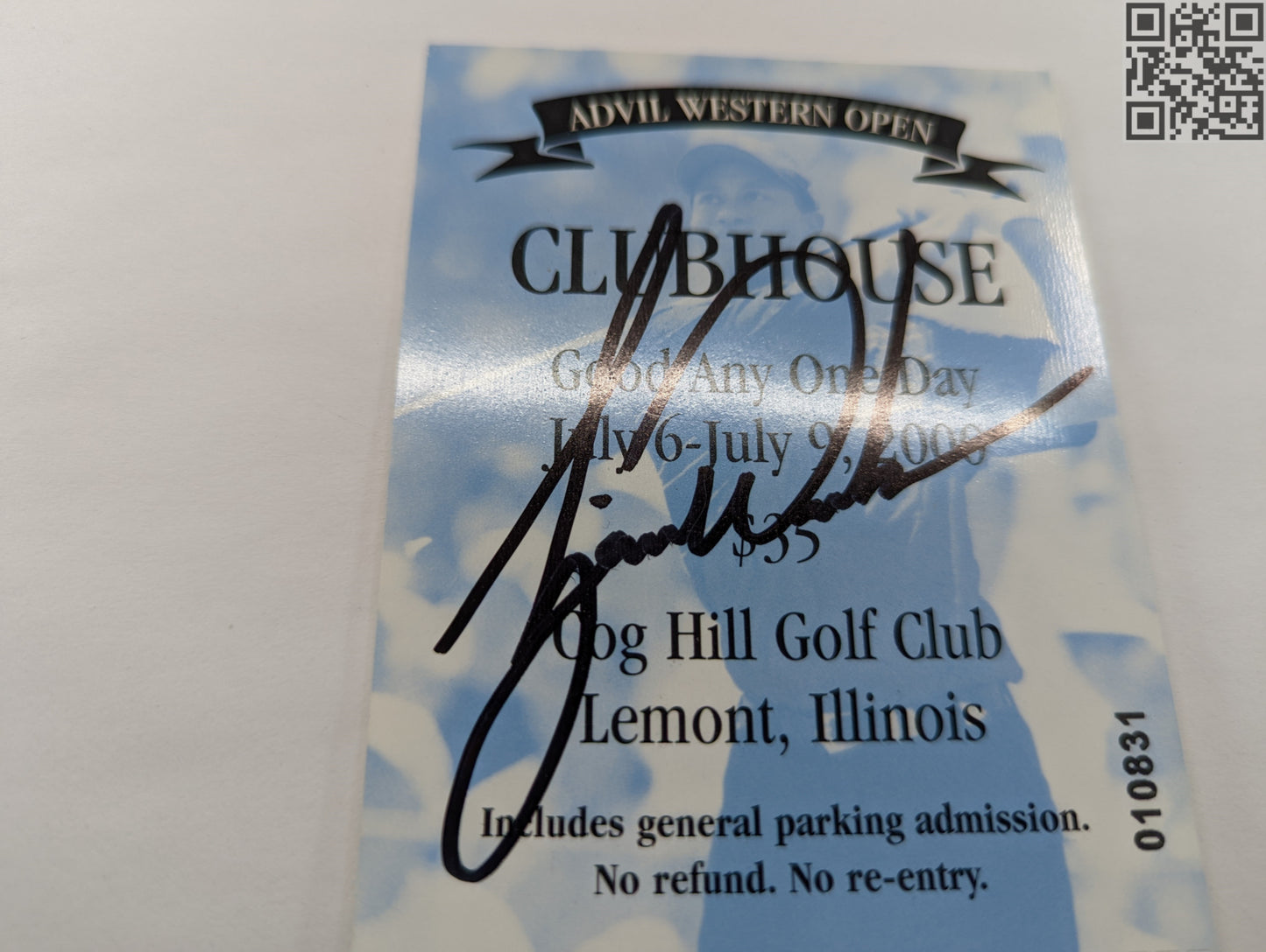 2000 Tiger Woods Signed Advil Western Open Ticket Cog Hill Golf Club