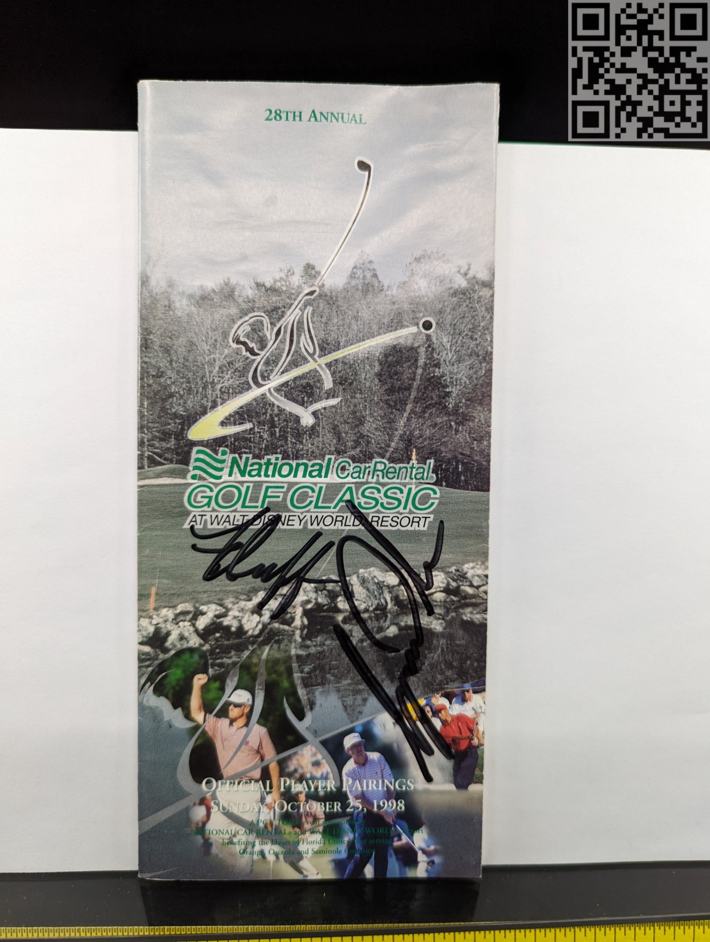 1998 Tiger Woods Signed Player Pairings National Car Rental Disney Golf Classic