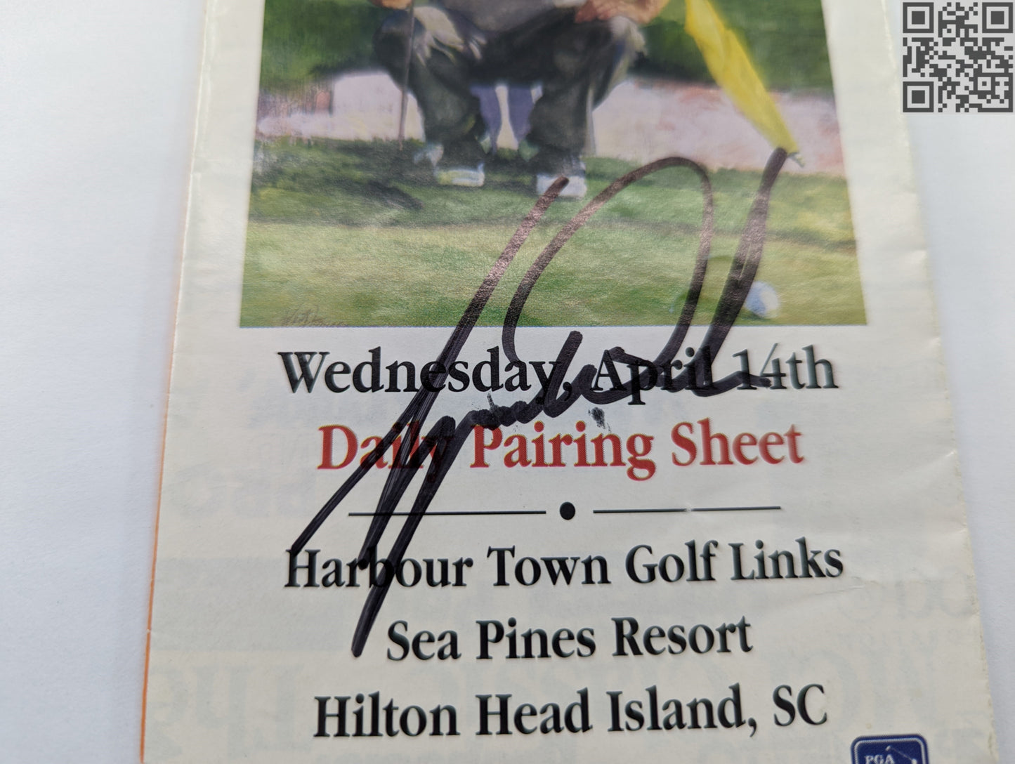 1999 Tiger Woods Signed Daily Pairings Sheet MCI Heritage Classic