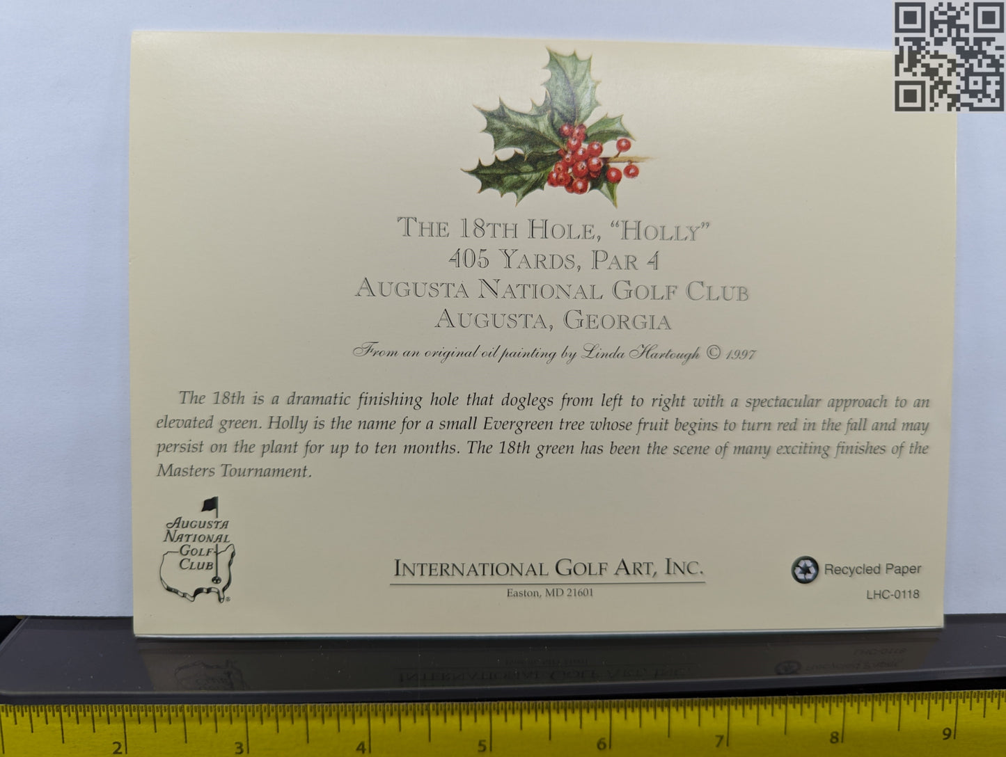 1997 Tiger Woods Signed Augusta National Golf Club Christmas Card Linda Harbough 18th Hole