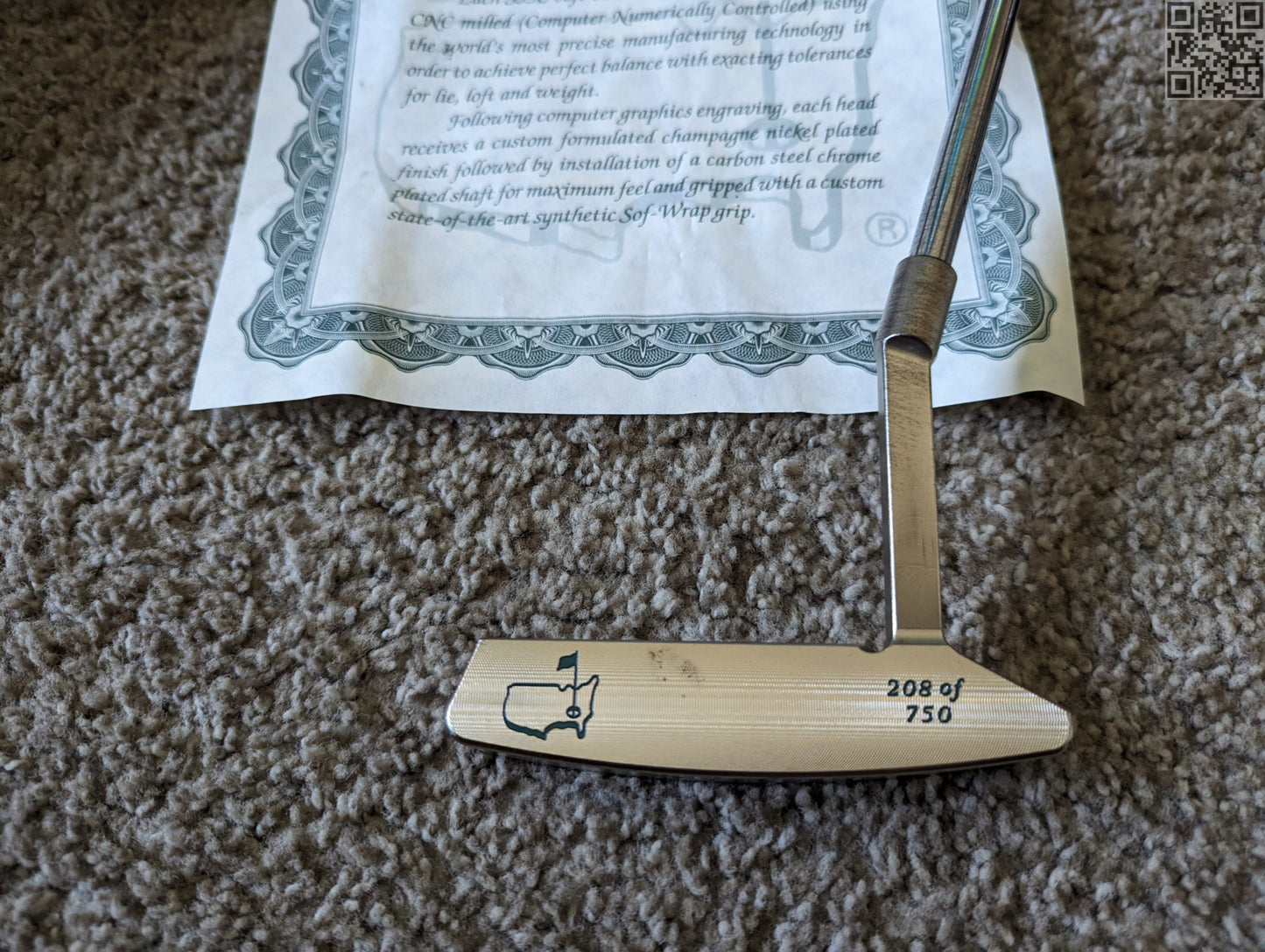 2002 Masters Tournament Limited Edition Putter 750